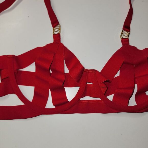 Victoria’s Secret Very Sexy Red Strappy Open Cup Balconet Bra 36C - Picture 10 of 10